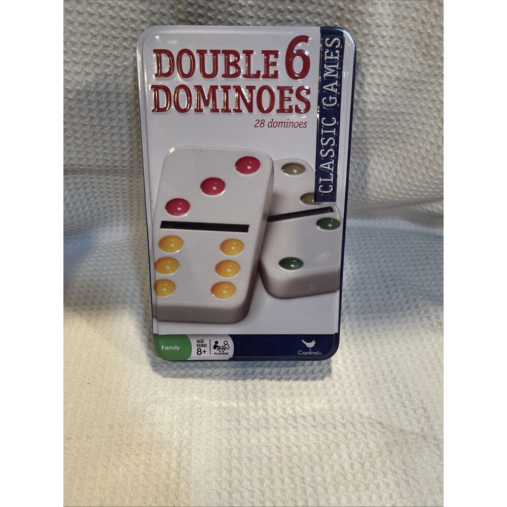 Double Six Color Dot Dominoes Cardinal Classic Games Tin Box Set Complete